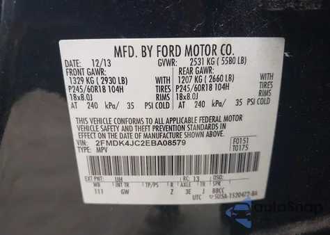 2014 Ford Edge Sel z USA, uszkodzony, nr VIN 2FMDK4JC2EBA08579